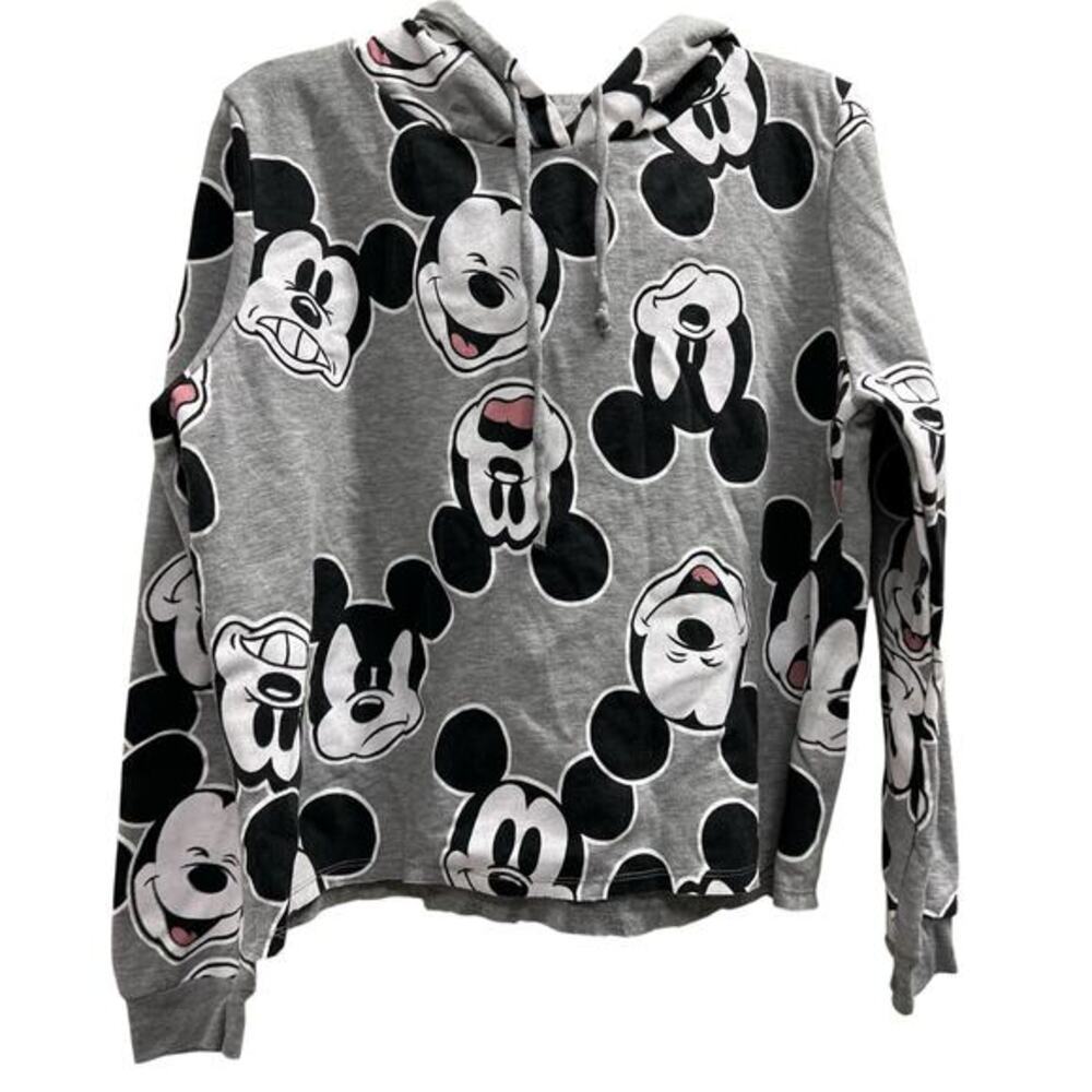 Mickey Mouse  all over pouring gray hoodie cropped plus sz 2X XXL